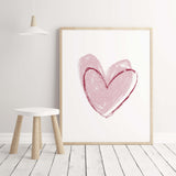 Watercolor black and pink hearts printable for minimal valentine's day decor, pink home decor, red home decor, love home decor.