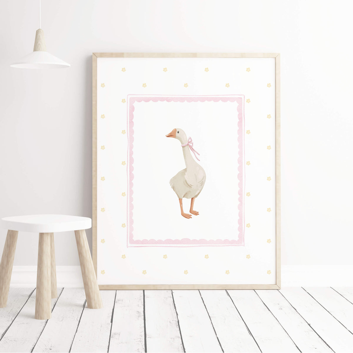 Silly Goose Nursery Print- Pink Yellow - Set of 7 - Cottagecore - Girl ...