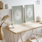 Set of 2 digital goose prints for nursery decor in vintage cottagecore style

