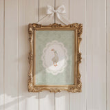 Goose art print for baby room featuring flying goose illustration in soft colors
