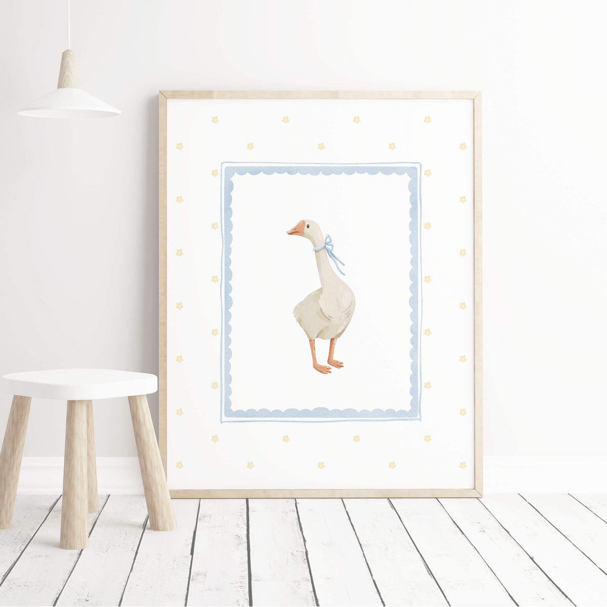 Silly Goose Nursery Print- Blue Yellow - Set of 7 - Cottagecore - Vint ...