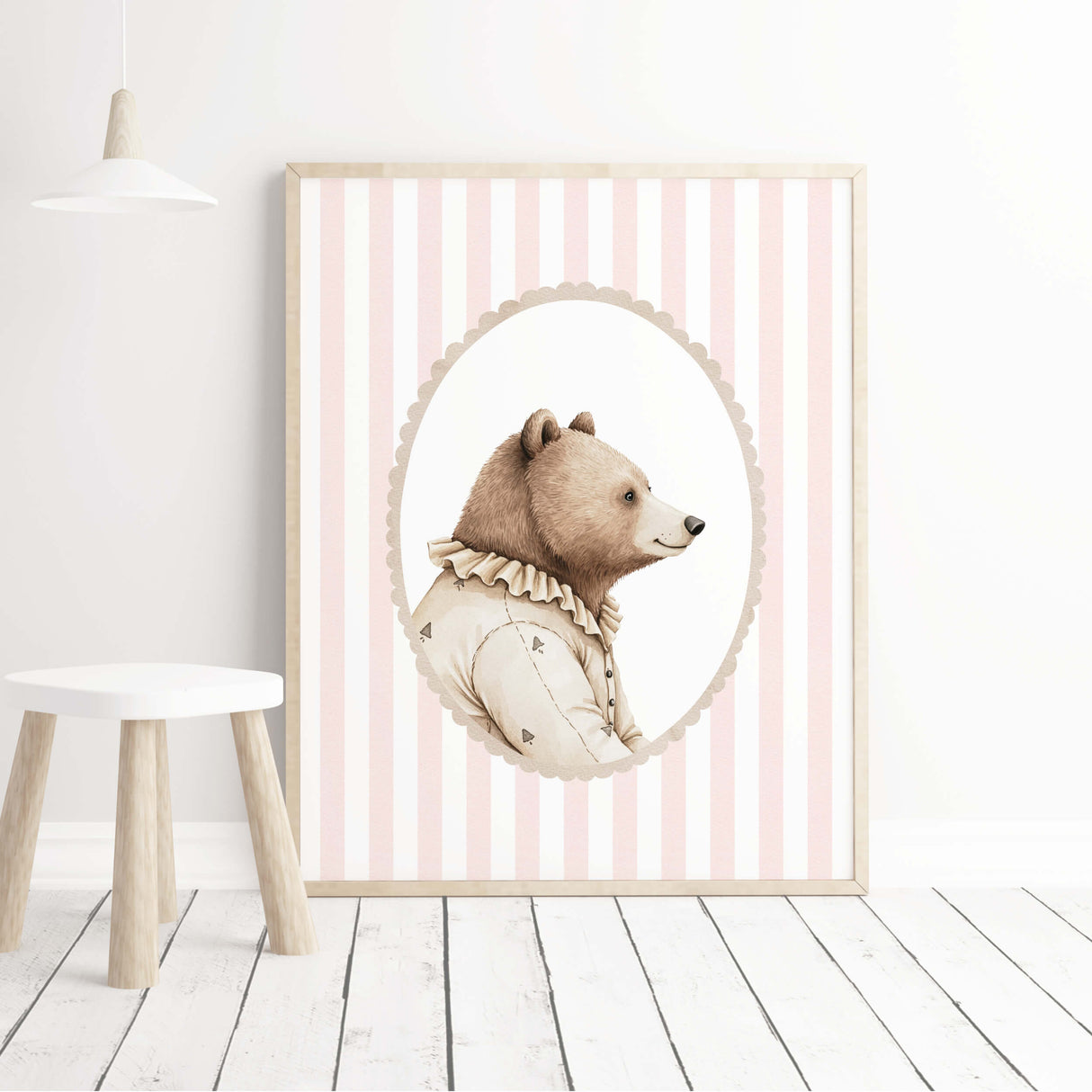 Set of 3 animal nursery digital prints perfect for blush pink woodland baby room decor and kids printable wall art