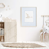 Baby boy nursery wall art blue checkered animal prints

