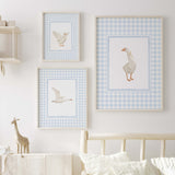 Baby boy printable wall art with blue checkered backgrounds

