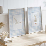 Rustic cottage baby room blue gingham goose prints


