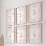 Rustic cottage baby girl nursery pink gingham prints

