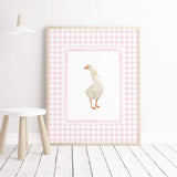 Pink checkered baby room wall art instant download

