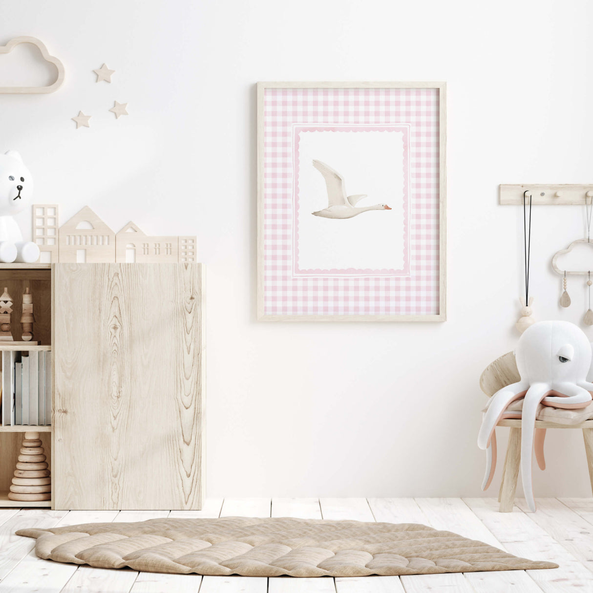 Digital goose wall prints for baby girl nursery

