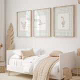 Vintage farm animal nursery wall decor with geese

