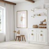 Wildflower floral pink striped wall art printable poster set girls room decor nursery printable bundle