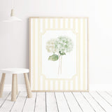 Yellow striped hydrangea flower posters for living room gallery wall