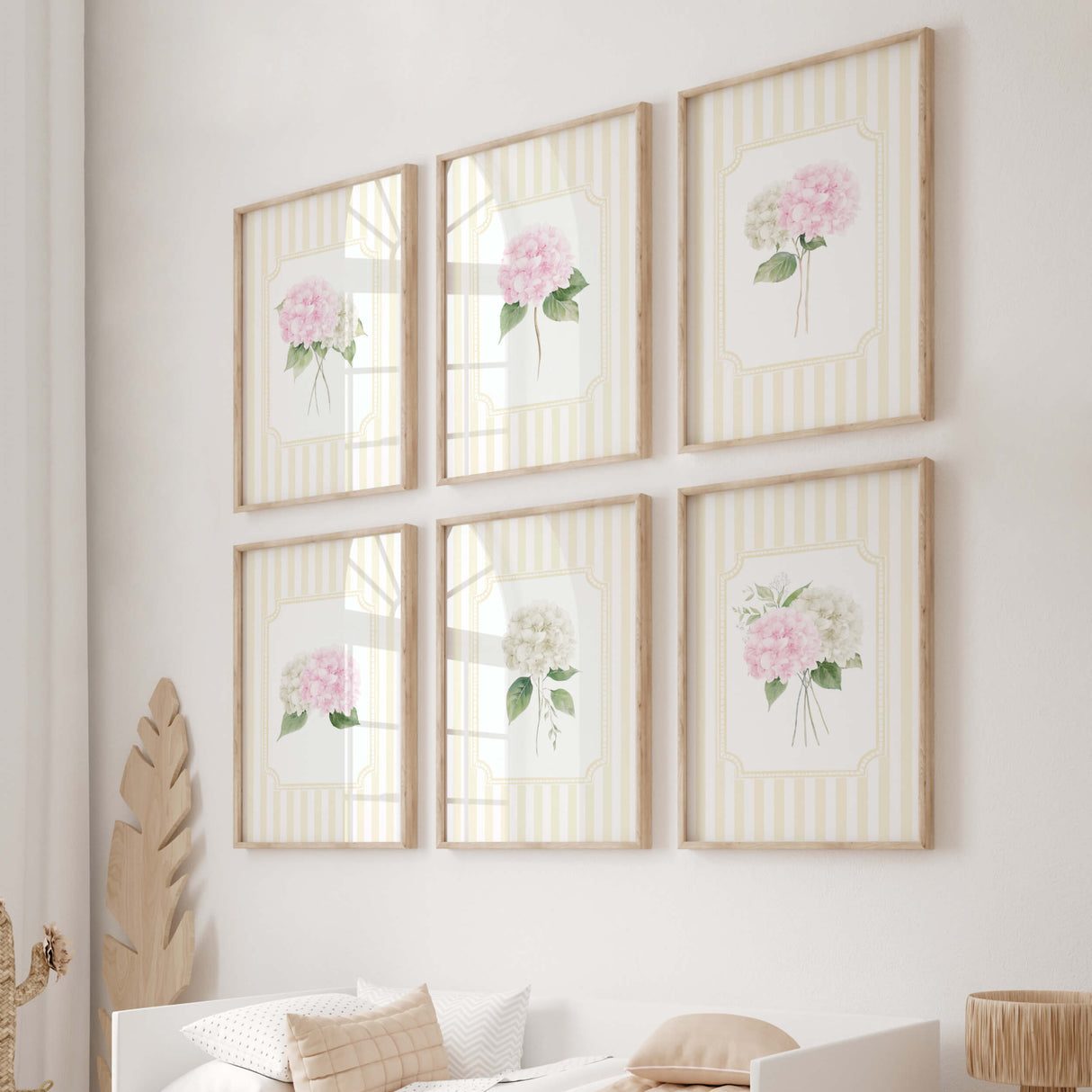 Hydrangea flower printable posters set cottagecore botanical wall art decor