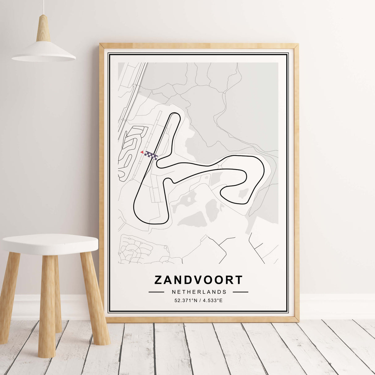 Zandvoort race track map poster for minimalist home decor.