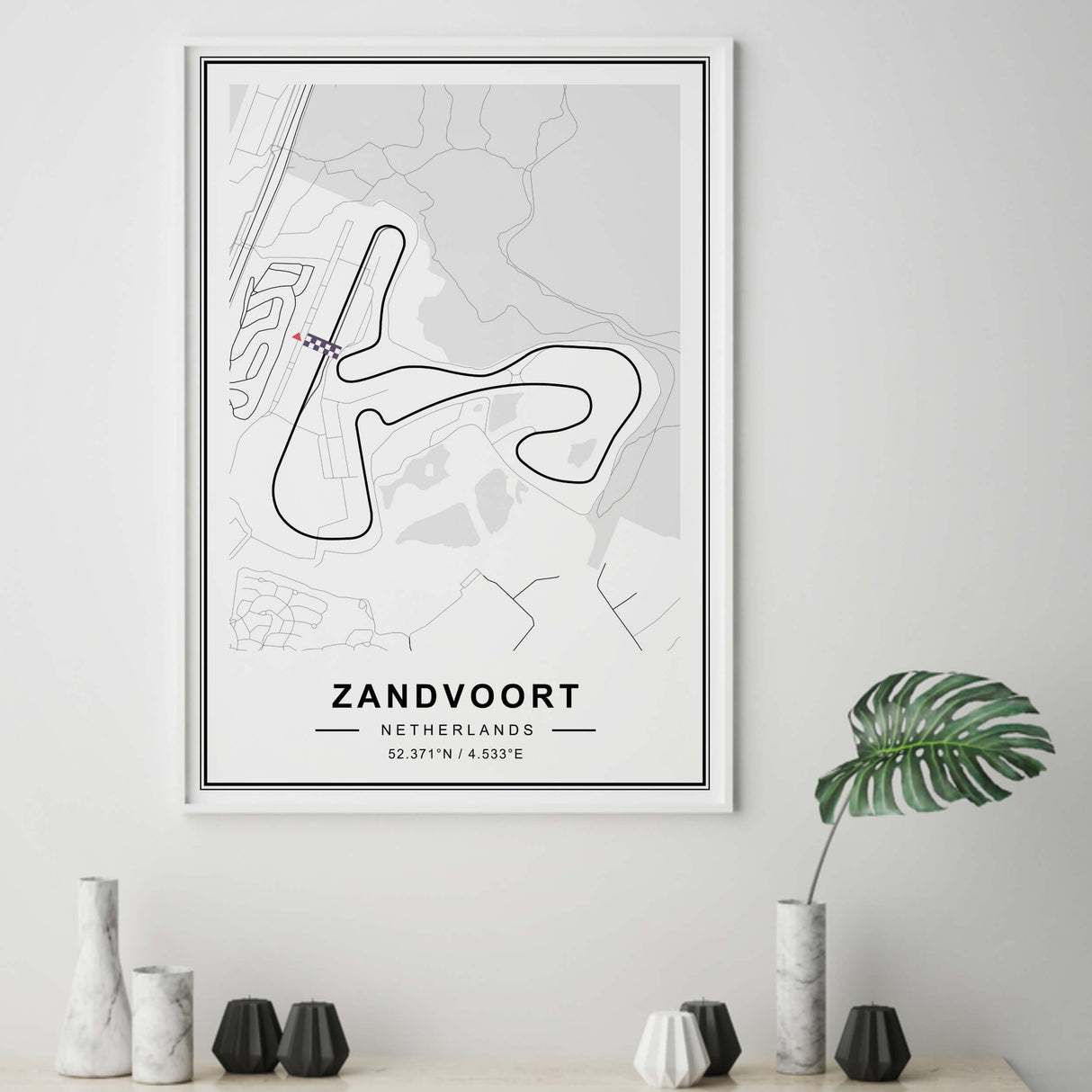 F1 Zandvoort circuit map print for minimal home decor