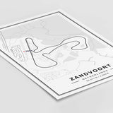Zandvoort Grand Prix map printable for black and white minimalist home decor.