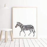 Watercolor zebra  print in neutral colors print for gender neutral nursery ideas and decor, boys room decor, girls room decor, boho nursrey decor, elegant nursery decor.